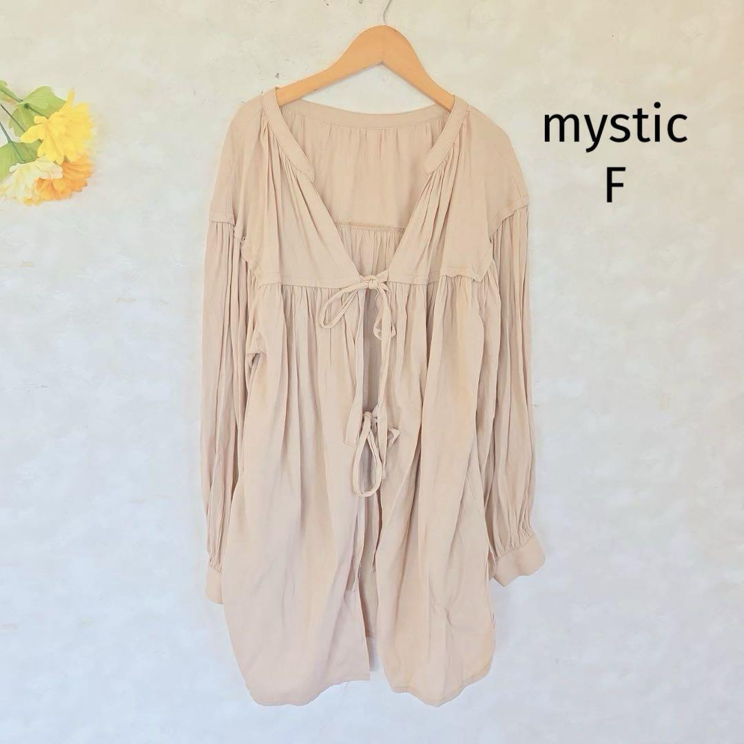 ミスティック mystic チュニックブラウス F ベージュ ギャザー拍卖