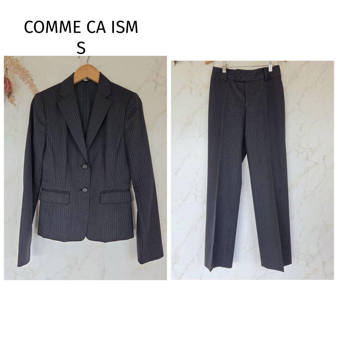 良品コムサイズム COMME CA ISM パンツスーツセット S ストライプ拍卖