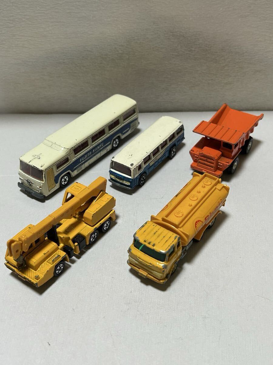 レア希少ヴィンテージ!tomica/トミカ!クレーン車・タンクローリー・ダンプ・バス!日本製!当時物!5台セット!拍卖