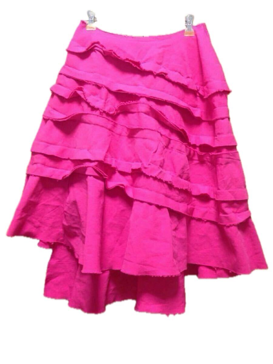 コムデギャルソン螺旋ポリ縮スカートcomme des garconsヴィンテージvintage rei kawakubo変形オールドアーカイブポリエステル縮絨ピンク拍卖