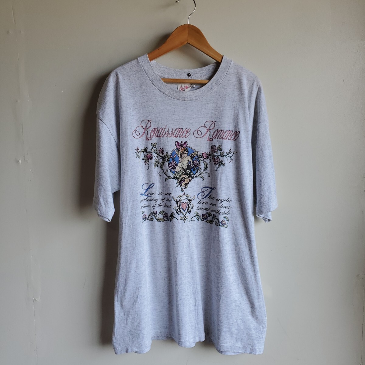 I18◆【size L】90s USA製 Ca Max メッセージ プリントTシャツ 半袖 Air Waves vintage 中古 USED 古着 拍卖