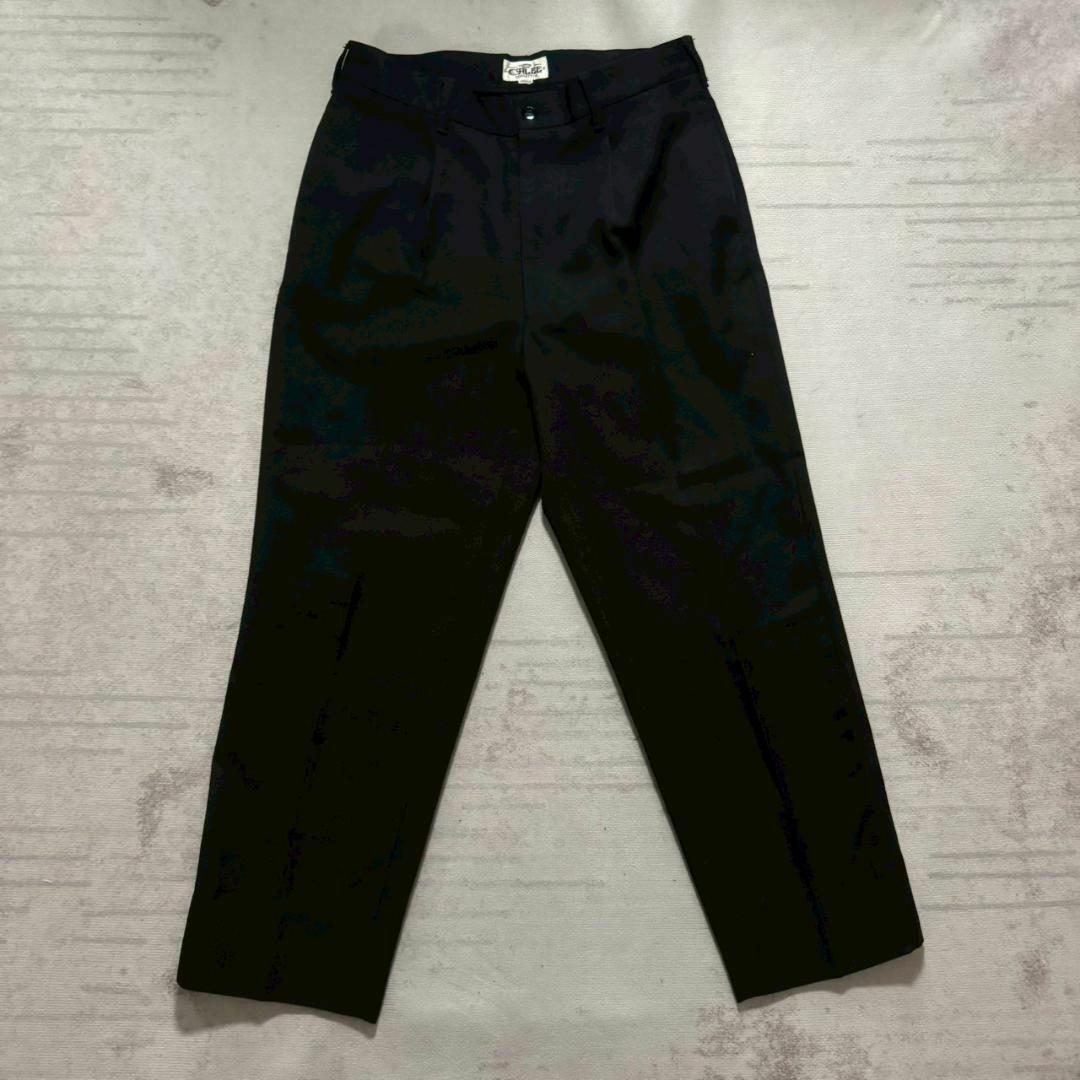 超美品 CALEE ブラック 2タック トラウザーズ M ポリ拍卖