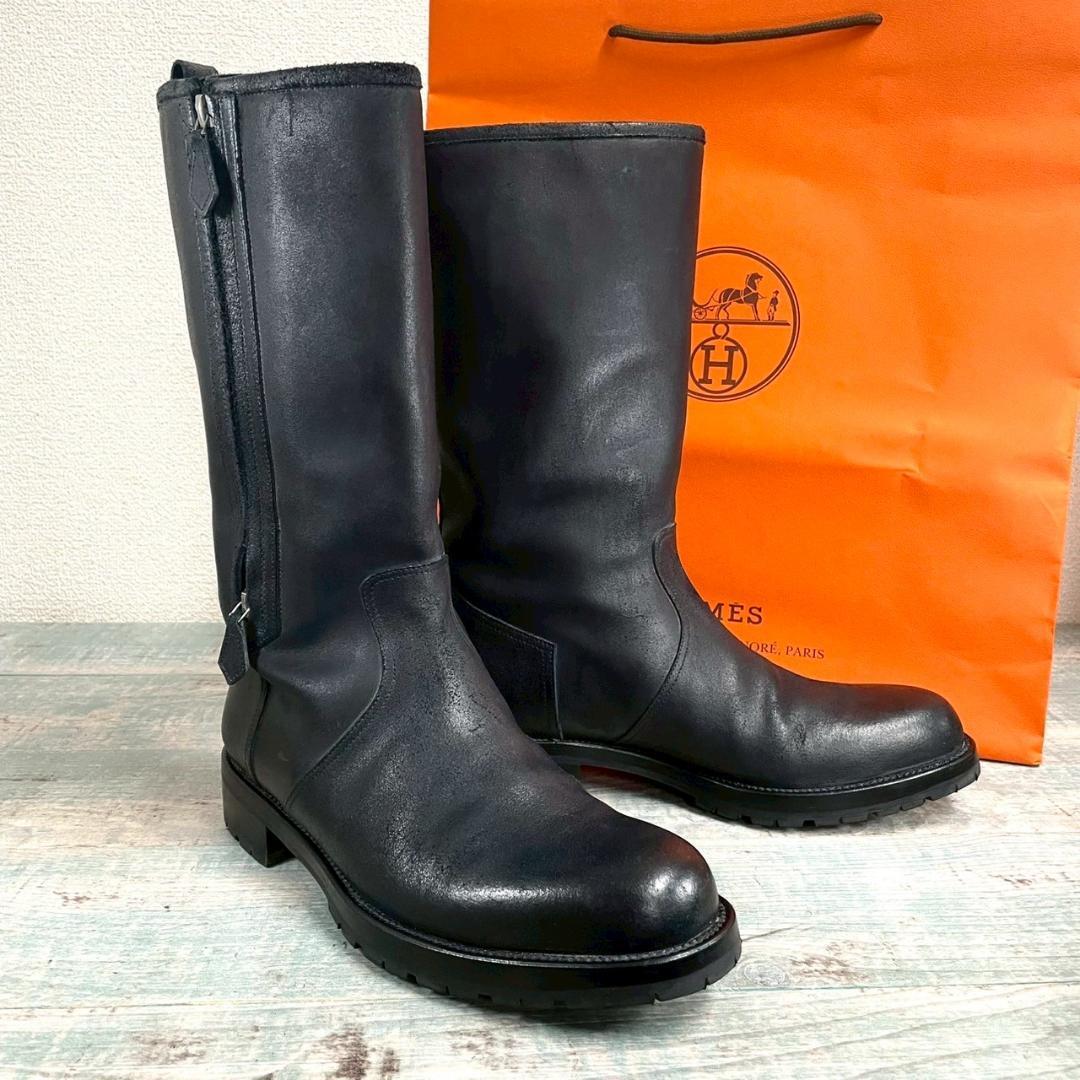 希少 HERMES ジョッキーブーツ オールレザー 42 1/2拍卖