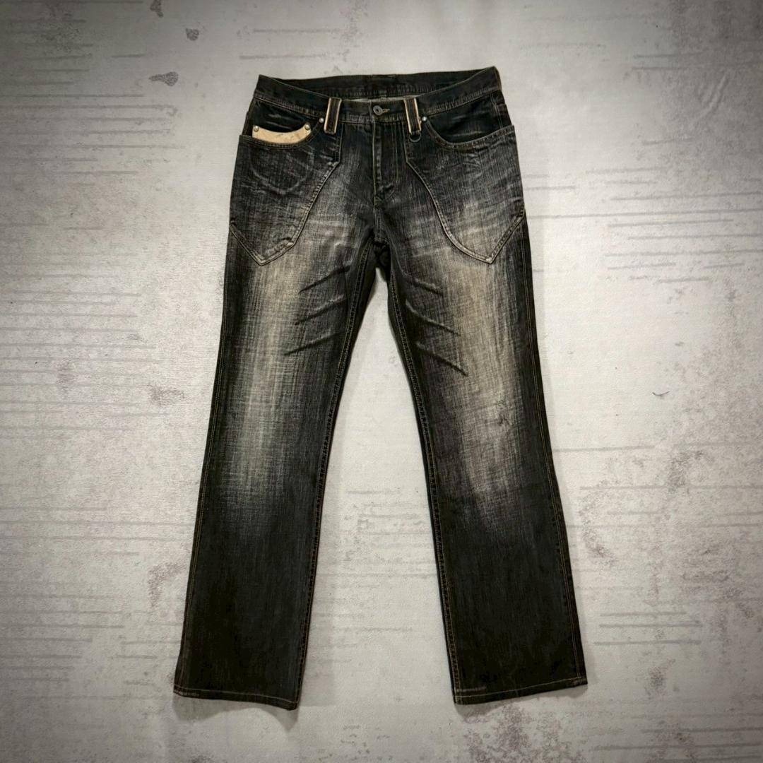 美品 NICOLE Y2K フレアデニム レザーパッチ 46拍卖