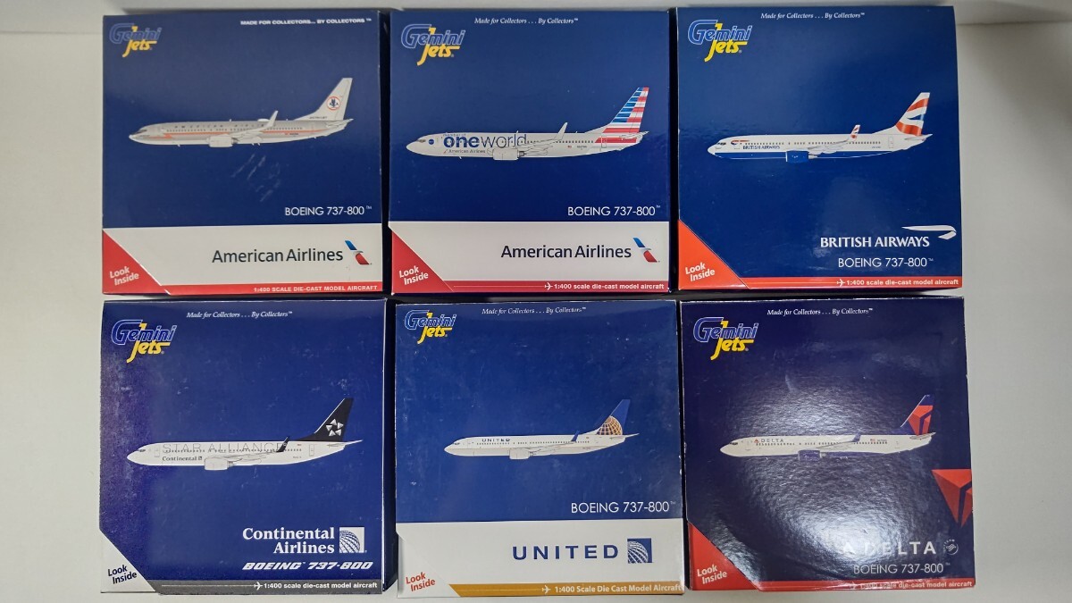 1/400 Gemini Jets AMERICAN / DELTA /Continental / UNITTED AIRLINES / BRITISH AIRWAYS BOEING 737-800 旅客機 6機セット拍卖