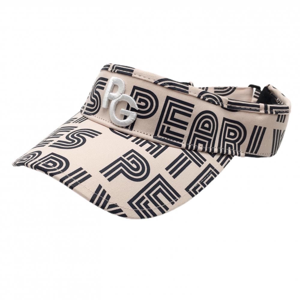 【超美品】パーリーゲイツ サンバイザー ピンク×黒 ロゴ総柄 FR ゴルフウェア PEARLY GATES拍卖