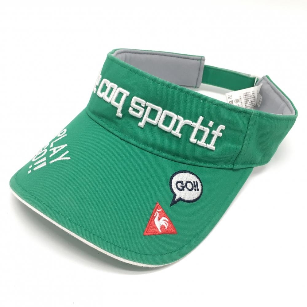 ルコック サンバイザー グリーン×白 フロント・つば刺しゅう F(55-57cm) ゴルフウェア le coq sportif拍卖