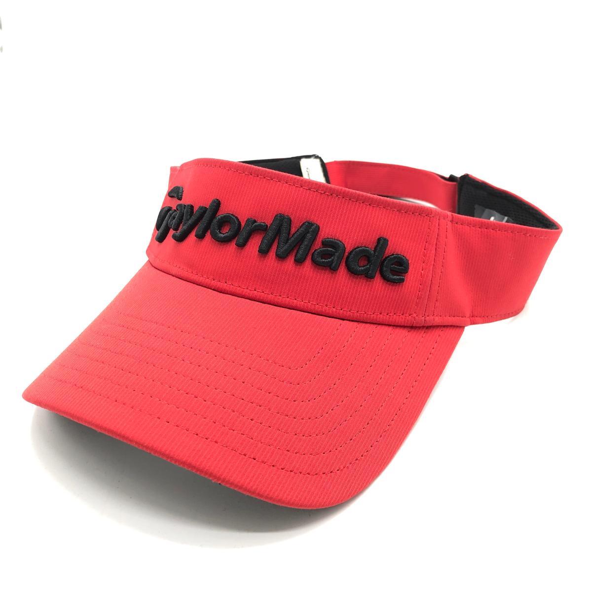 【美品】テーラーメイド サンバイザー レッド×黒 立体ロゴ刺しゅう ゴルフウェア TaylorMade拍卖