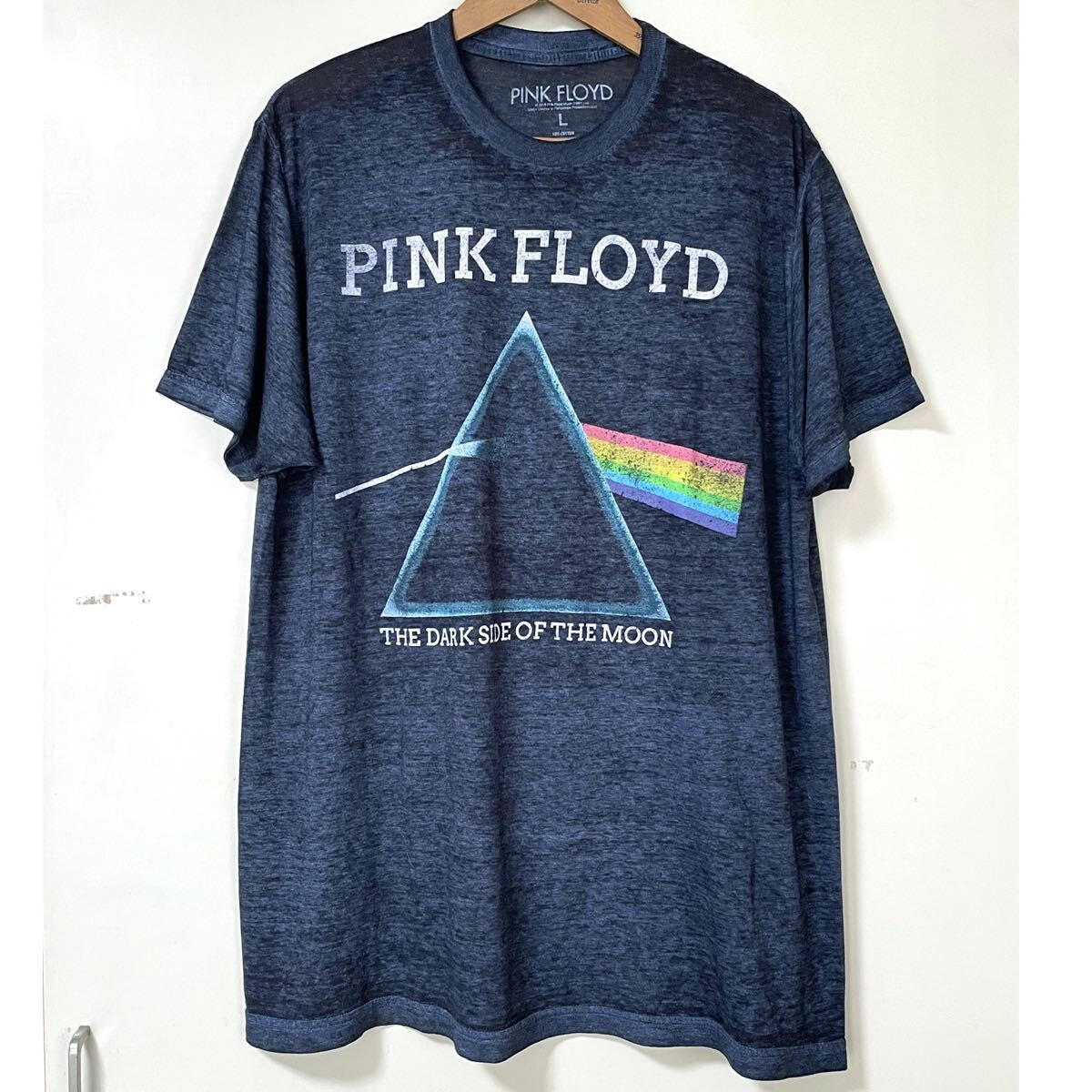 PINK FLOYD ピンクフロイド古着Tシャツ Lサイズ 杢濃グレー THE DARK SIDE OF THE MOON オフィシャル バンドT ロックT拍卖