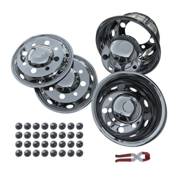 本州送料無料 新ISO 8H 全車 対応 トラック ステンレス ホイールライナー 19.5インチ 33mm ホイール カバー キャップ 前後 セット 汎用拍卖