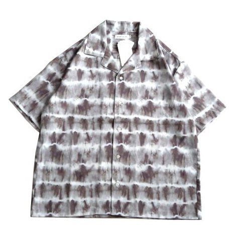 新品 CHIP CLIP タイダイ柄 開襟 シャツ 半袖 LL XL 茶 メンズ 紳士 ぼかしボーダー アロハシャツ 大きいサイズ拍卖