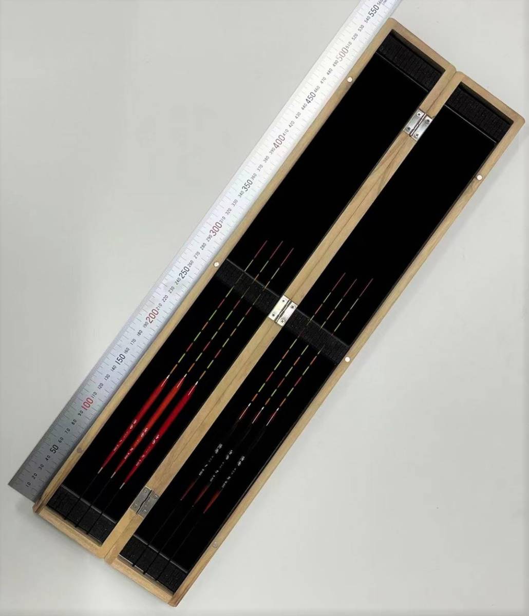 訳あり 桐浮き箱 全長55cm 奥約8cm 250g 最大28本収納 へら浮き6本付き KLM55uki06wk拍卖