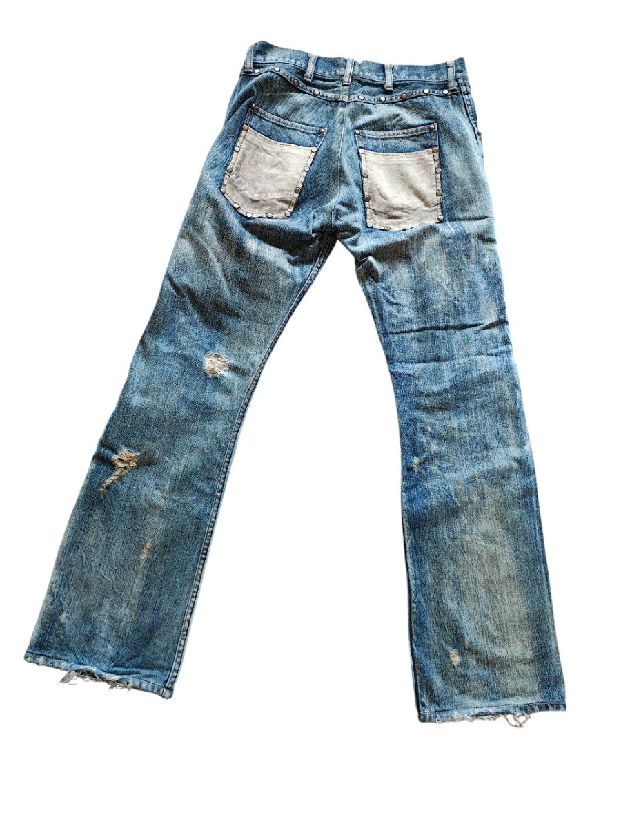 00s archive japanese label distressed denim with studs Y2K 14th addiction share spirit obelisk TORNADO MART ifsixwasnine goa kmrii拍卖