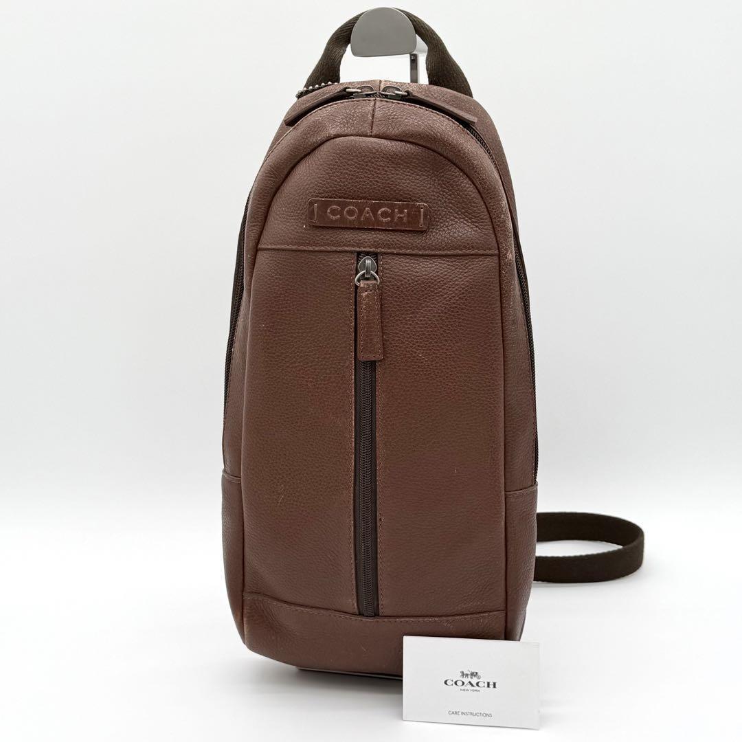 【良品】COACH コーチ ボディバッグ スリングバッグ ショルダーバッグ 斜めがけ ヴィンテージ レザー メンズ レディース ブラウン BI800412拍卖