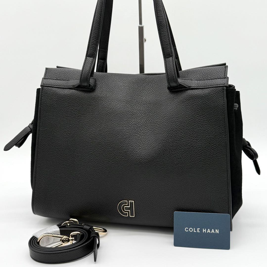 【極美品】Cole Haan コールハーン グランドアンビション ハンドバッグ 2way トートバッグ 肩がけ メンズ レディース ブラック GB550809拍卖