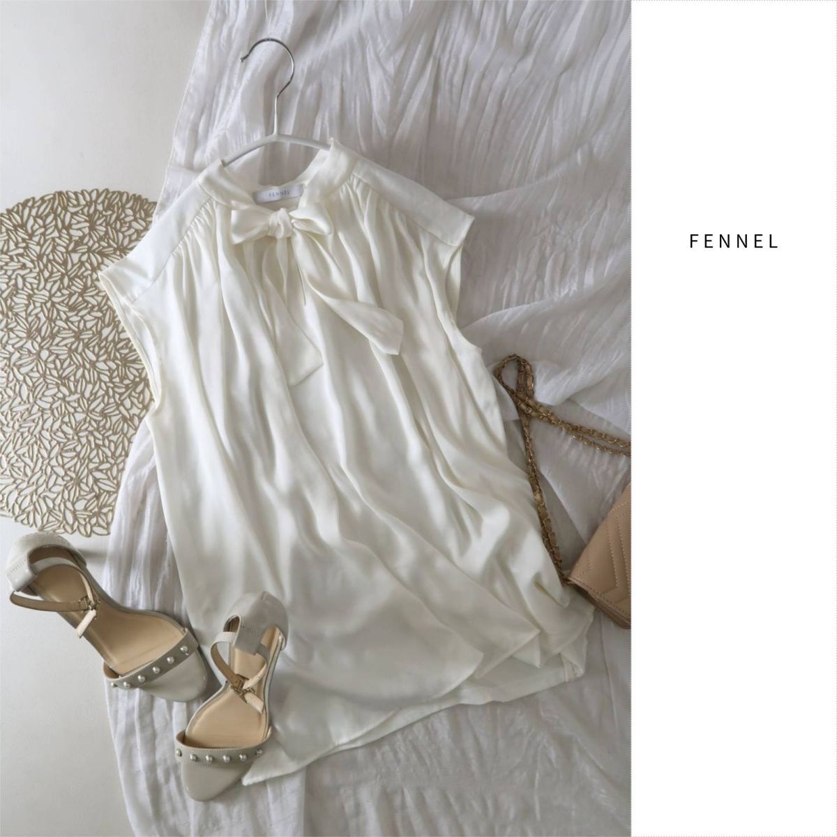 1.3万☆フェンネル FENNEL☆洗える サテン×カットソーボウタイブラウス 38サイズ 日本製 SCOT CLUB☆M-B 4546拍卖