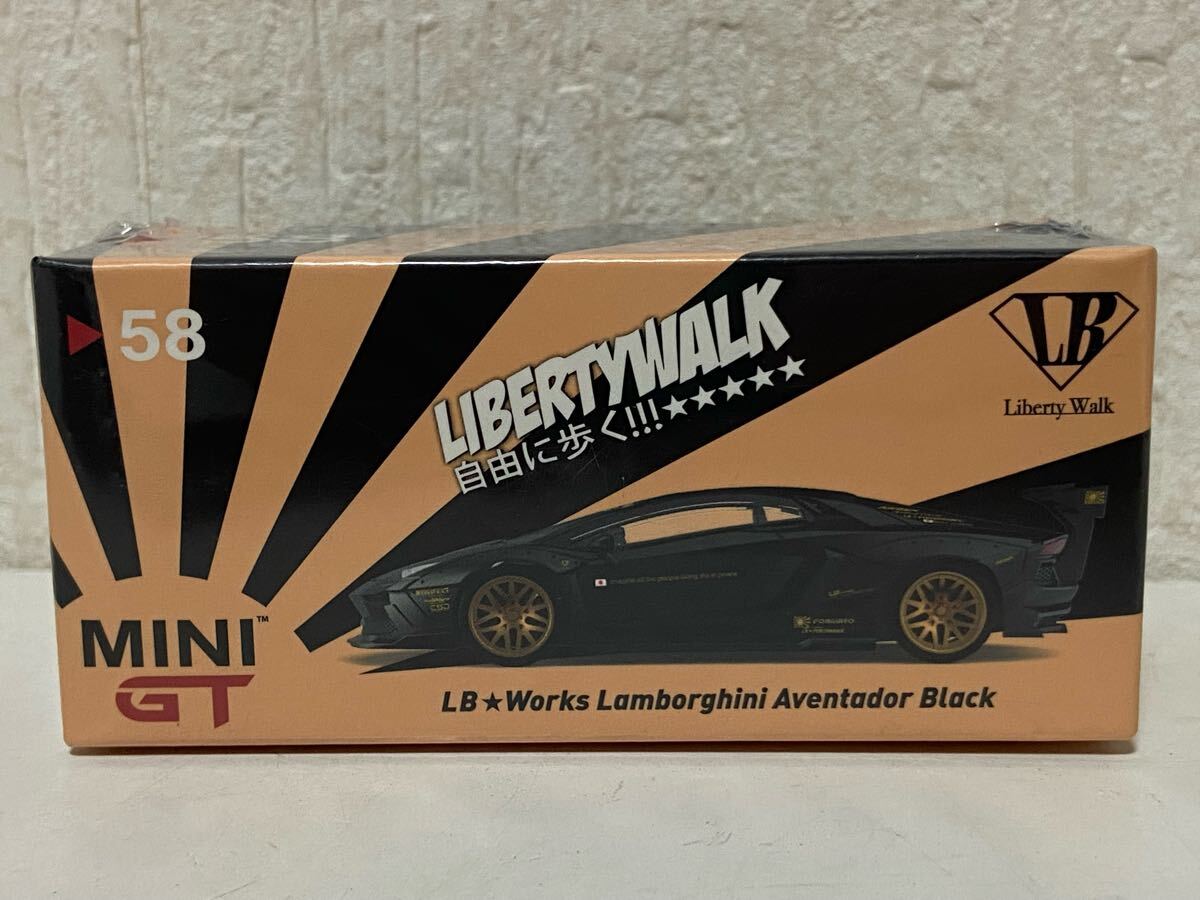 MINI GT 58 1/64 リバティウォーク ランボルギーニ アヴェンタドール ブラック 右ハンドル LB★WORKS Lamborghini Aventador RHD拍卖
