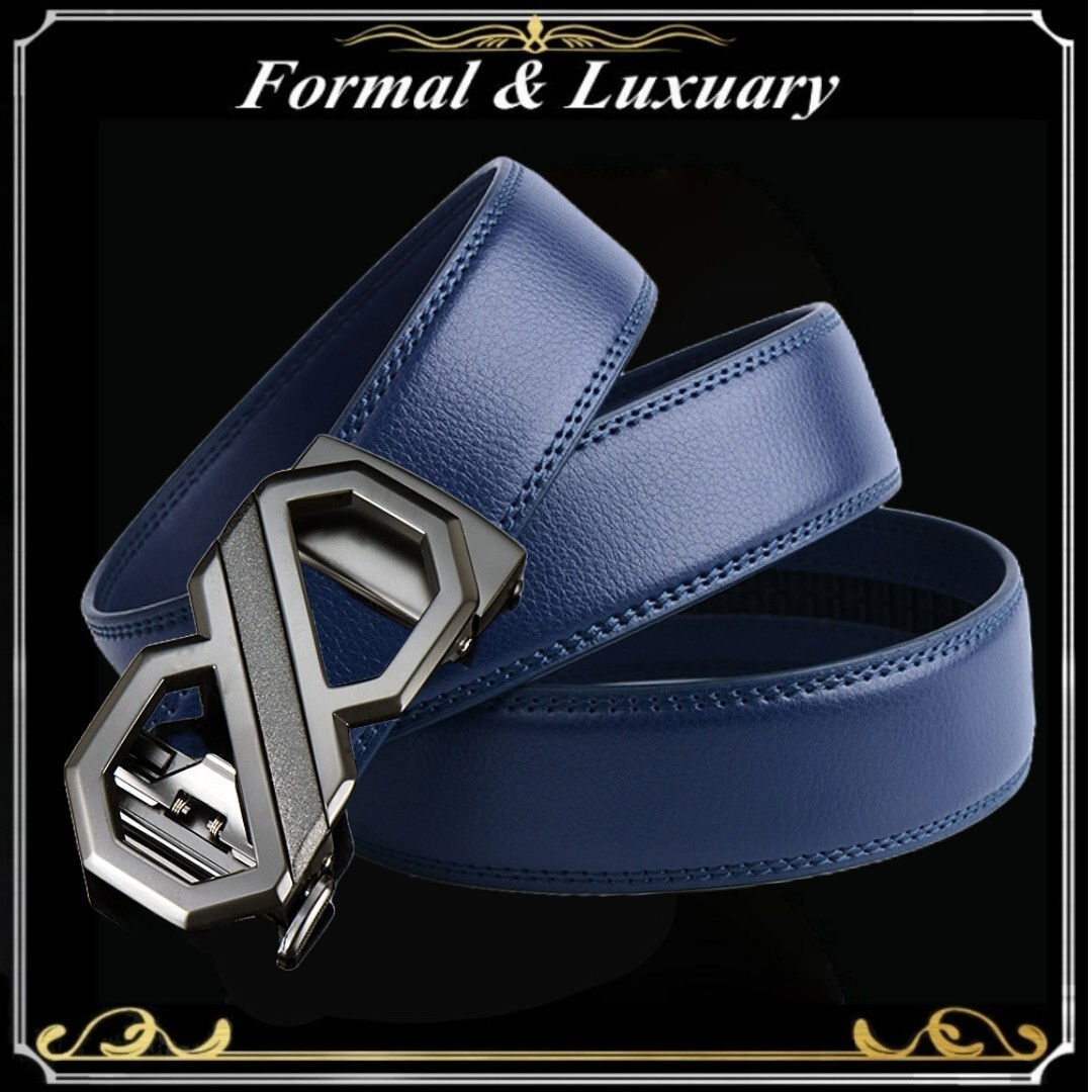 ベルト j51【紺】折りたたみ発送 ネイビー 穴なし 無段階調整ベルト ゴルフベルト 人気 オートロック メンズ 革 ビジネス カジュアル拍卖