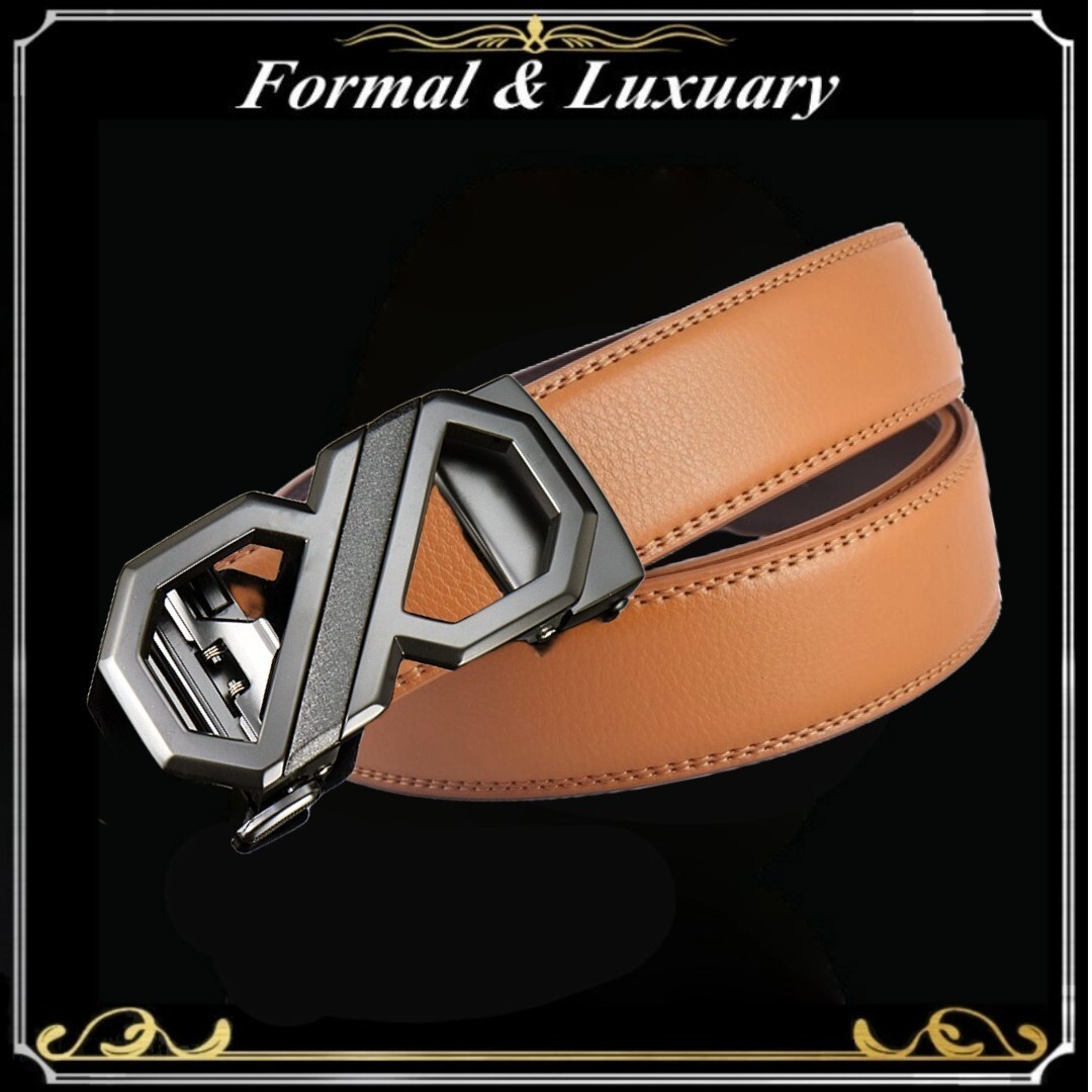 ベルト j51【ライト】折りたたみ発送 ブラウン 穴なし 無段階調整ベルト ゴルフベルト 人気 オートロック メンズ 革 ビジネス カジュアル拍卖