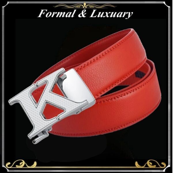 ベルト j43【赤】折りたたみ発送 レッド 穴なし 無段階調整ベルト ゴルフベルト 人気 オートロック メンズ 革 ビジネス カジュアル拍卖