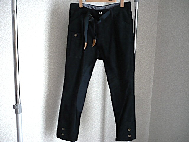 某ブランド★異素材切替細コーデュロイパンツ ネイビー拍卖