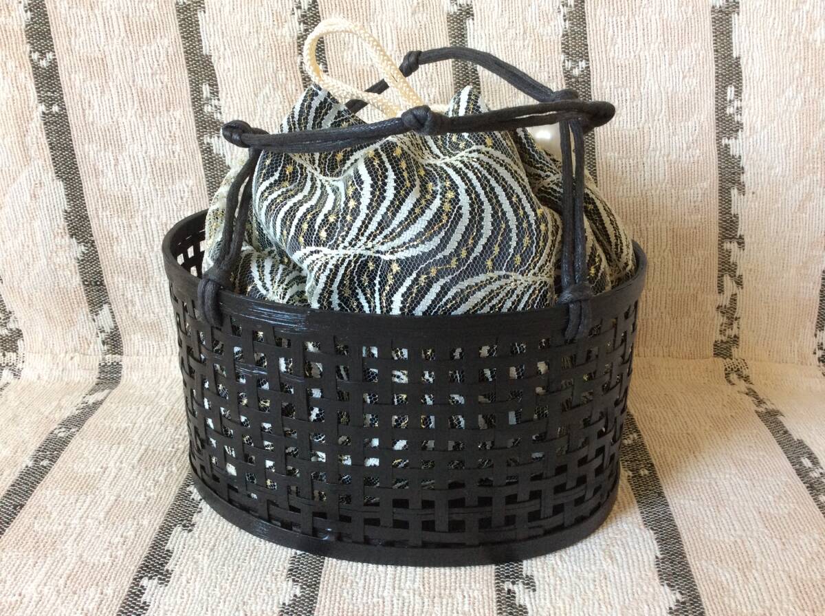 即決 和装用かごバック ブラック系 きもののやまと購入品 ゆうパック込 8月20日初出品 浴衣や夏着物 和装に♪拍卖