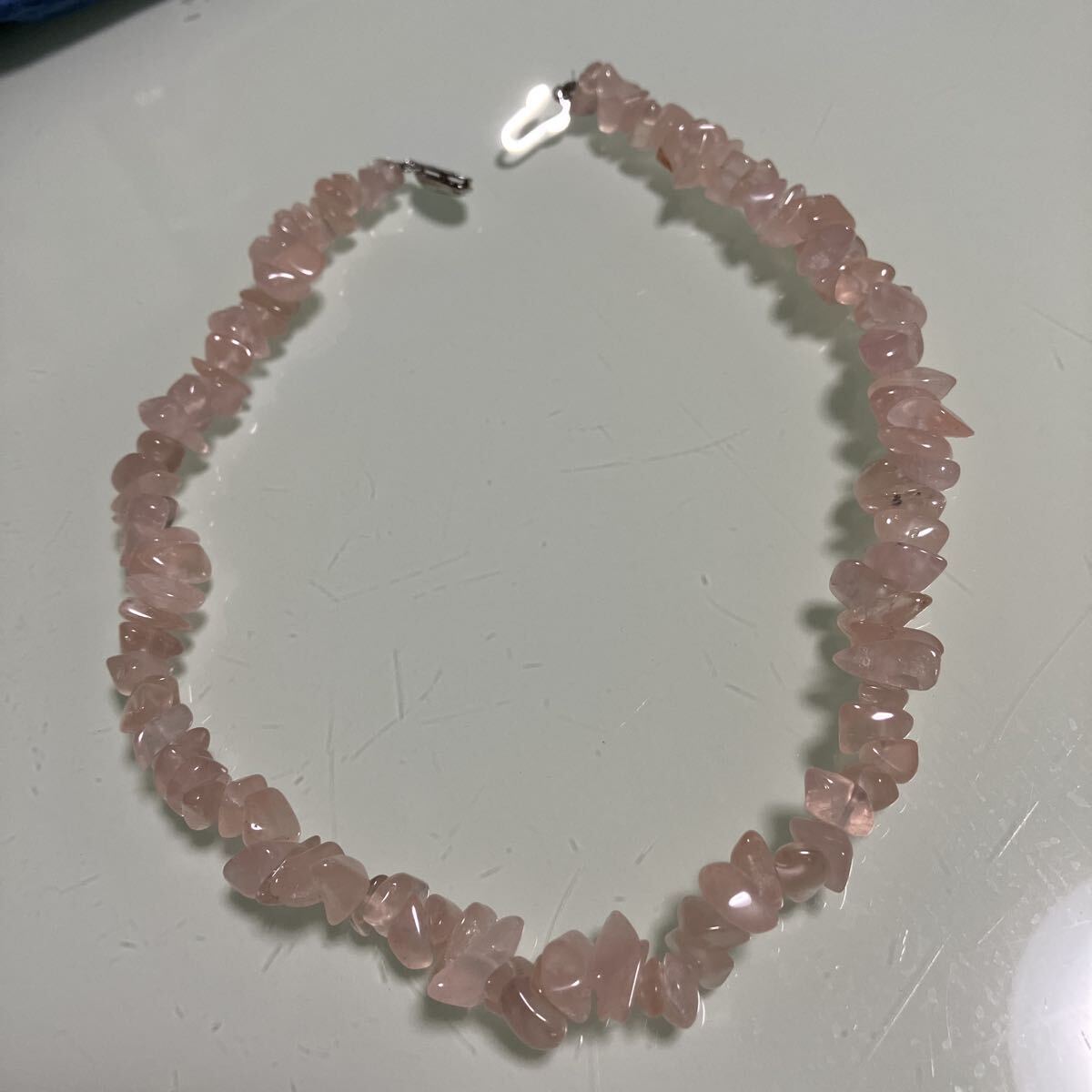 保管品 ローズクオーツ風 ネックレス 不揃い粒繋ぎ拍卖