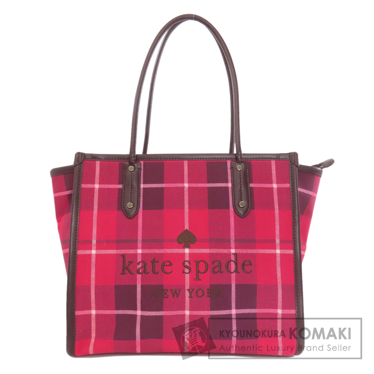 kate spade ケイトスペード チェック柄 トートバッグ キャンバス レディース 中古拍卖