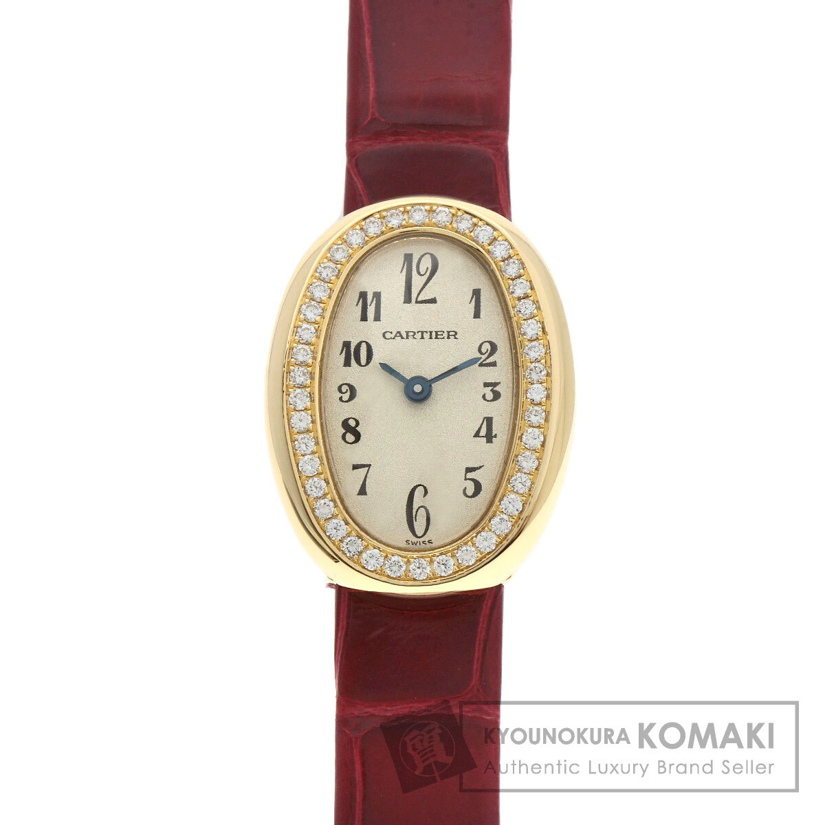 CARTIER カルティエ WB504731 ミニベニュワール ベゼル ダイヤモンド 腕時計 K18イエローゴールド アリゲーター レディース 中古拍卖