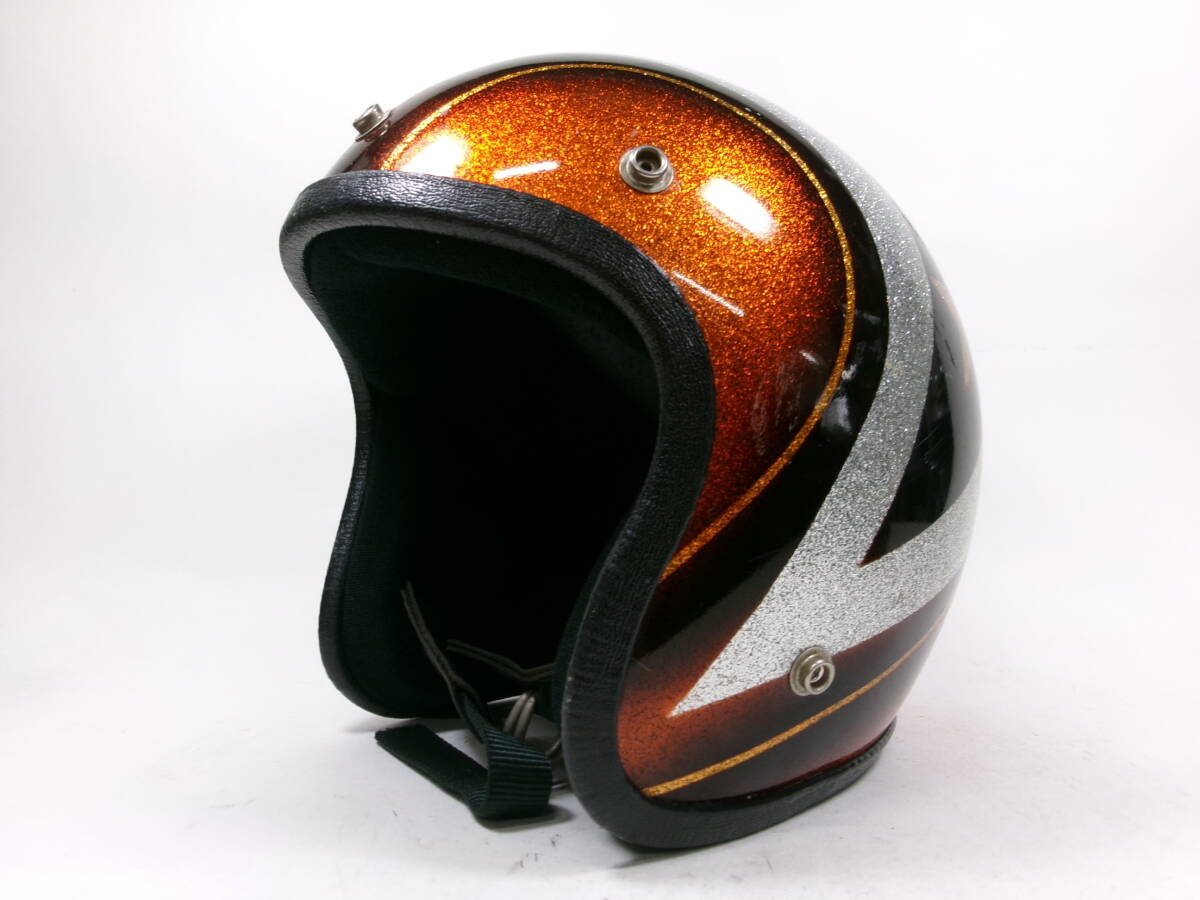 70s CROWN CX901 ジェットヘルメット オレンジ STAR & STRIPE 目深加工済み L ★ 70年代 BELL 500TX R-T FURY アーサーフルマー AF40 AF20拍卖