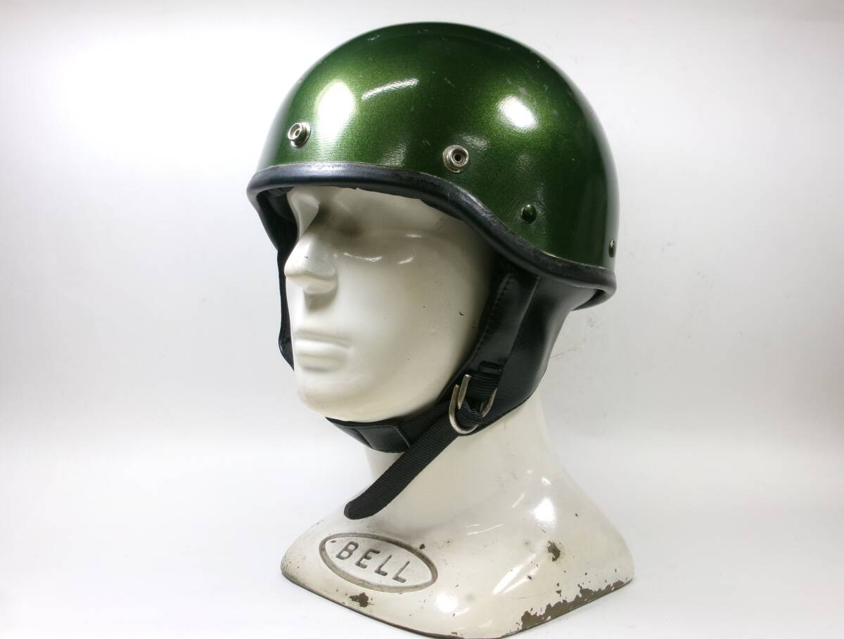 Sシェル! 60s BELL SHORTY ハーフヘルメット 6 3/4 目深加工済み M オールドペイント ★ 60年代 ベル ショーティ BELL 500TX パンヘッド拍卖