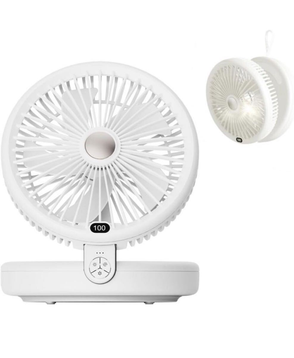 サーキュレーター 扇風機【2025新型節電対策】 5000mAh大容量 DCモーター ナイトライト付き 静音 壁掛け 小型ファン 省エネ 左右首振り 拍卖