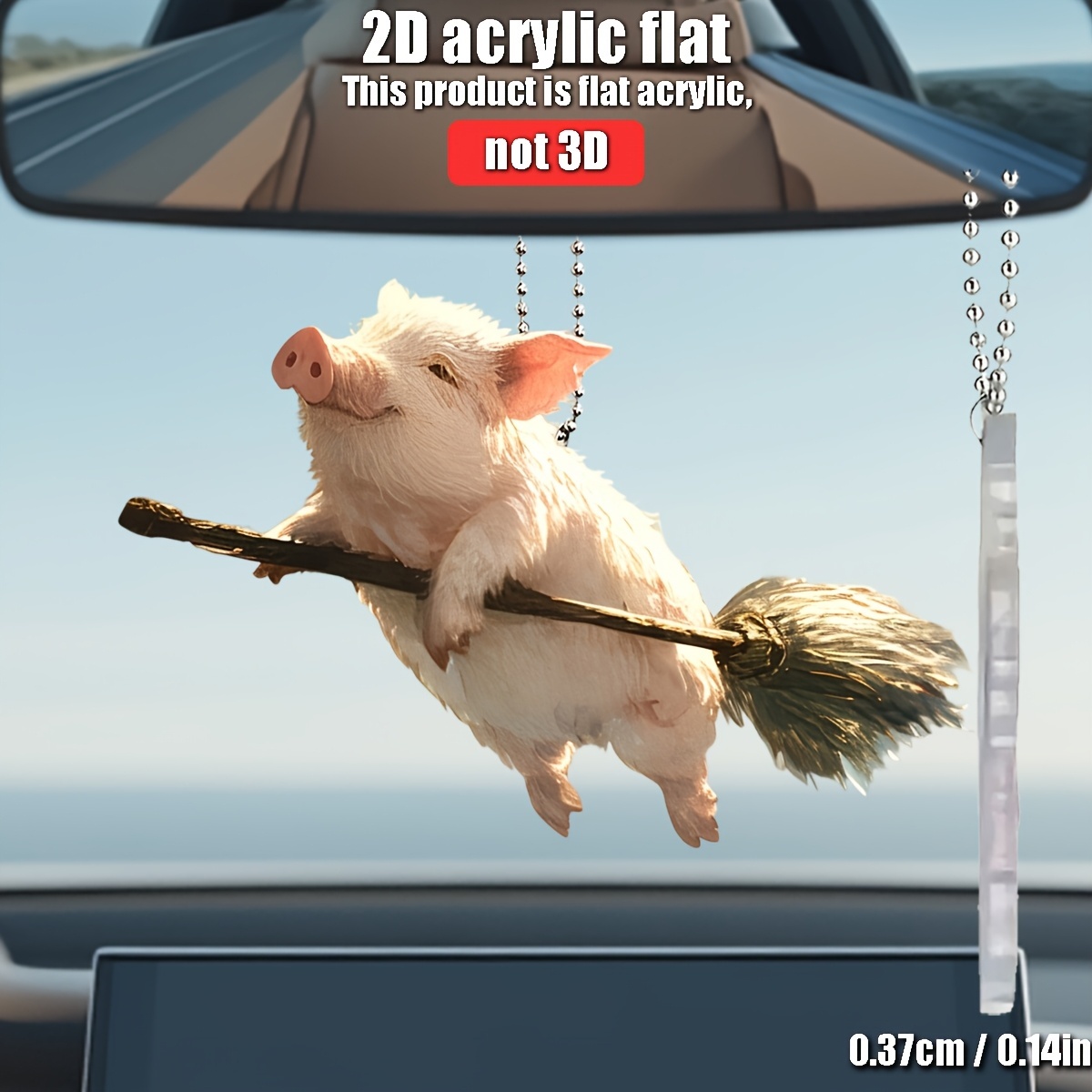 キーホルダー ほうきを持ったブタ アクリル 平面 2D 箒 ぶた 動物 アクリル 8cm 吊り下げ かわいい おもしろ アニマル バックミラー t7928拍卖