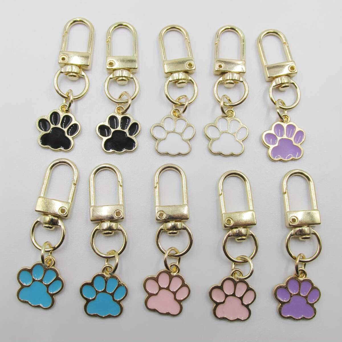10個セット キーホルダー 犬の足跡 肉球 ネコ 金属 平面 2D 猫 イヌ ロブスタークラスプ カナビラ 小さい 5.3cm かわいい おしゃれ t8232拍卖