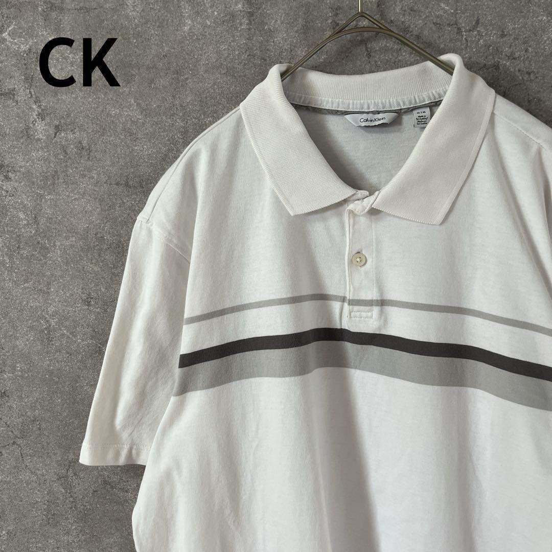 CK カルバンクライン ボーダーポロシャツ コットン メンズMサイズ拍卖