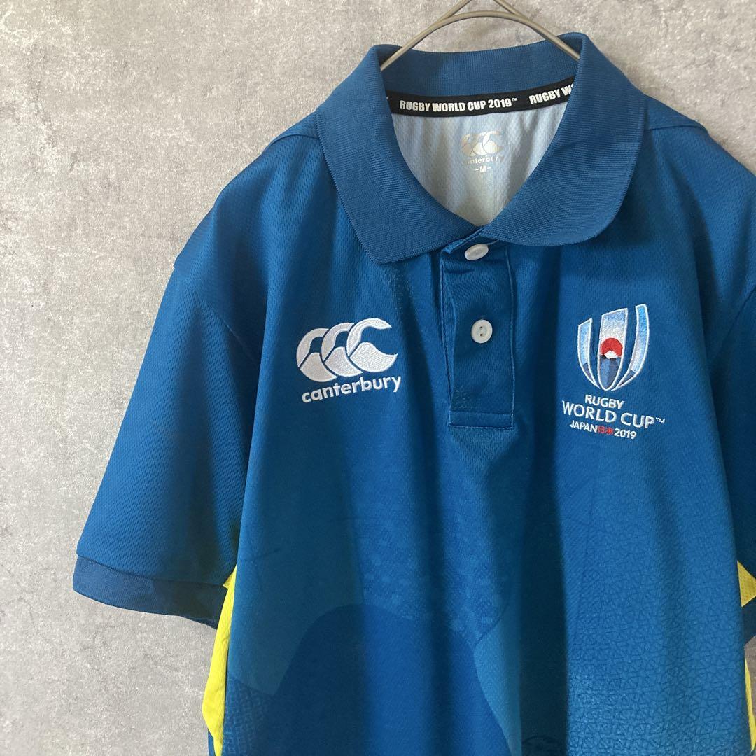 Canterbury ラグビーW杯2019 ポロシャツ 青 半袖 メンズMサイズ拍卖