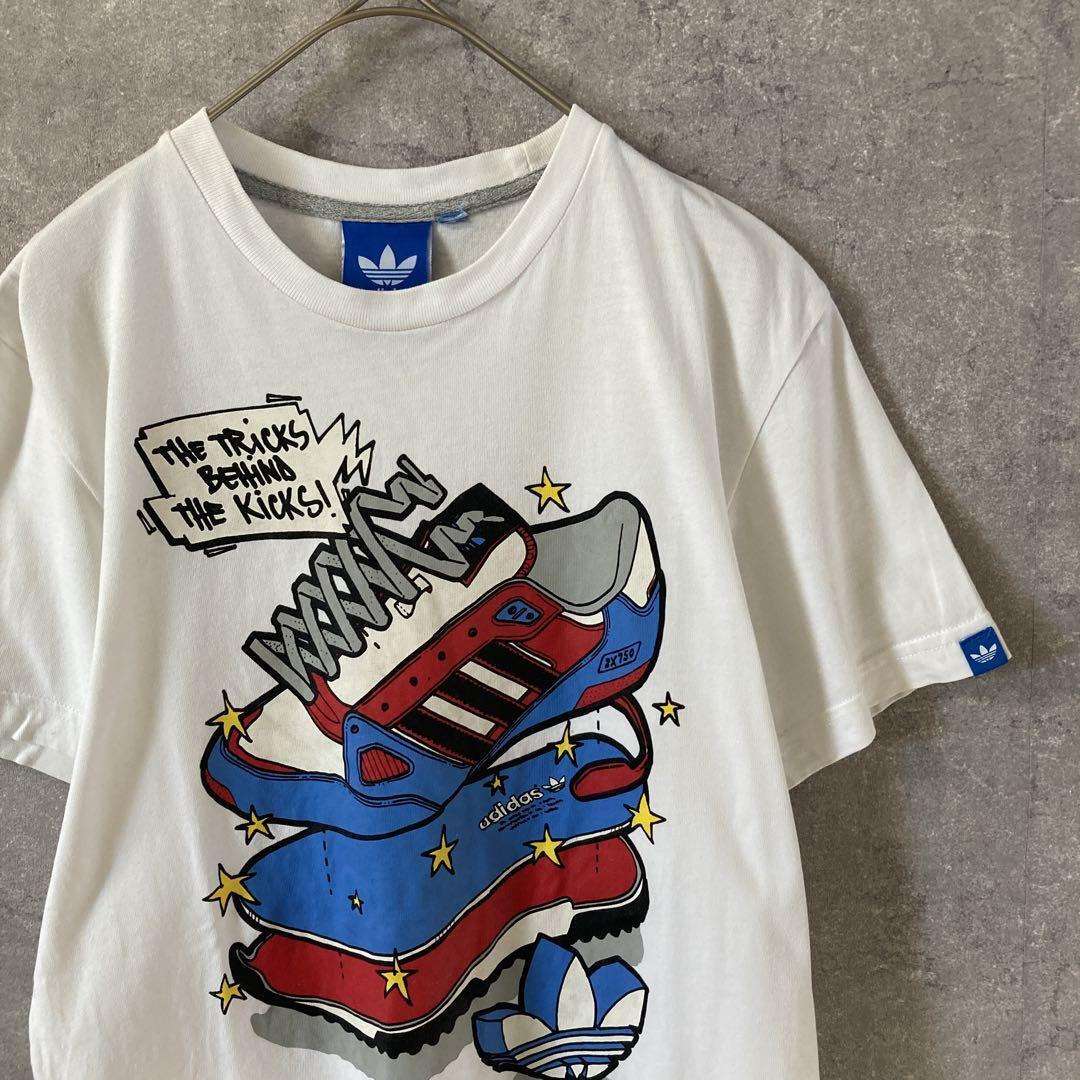 adidas スニーカーグラフィック Tシャツ ホワイト 半袖 Sサイズ 相当拍卖