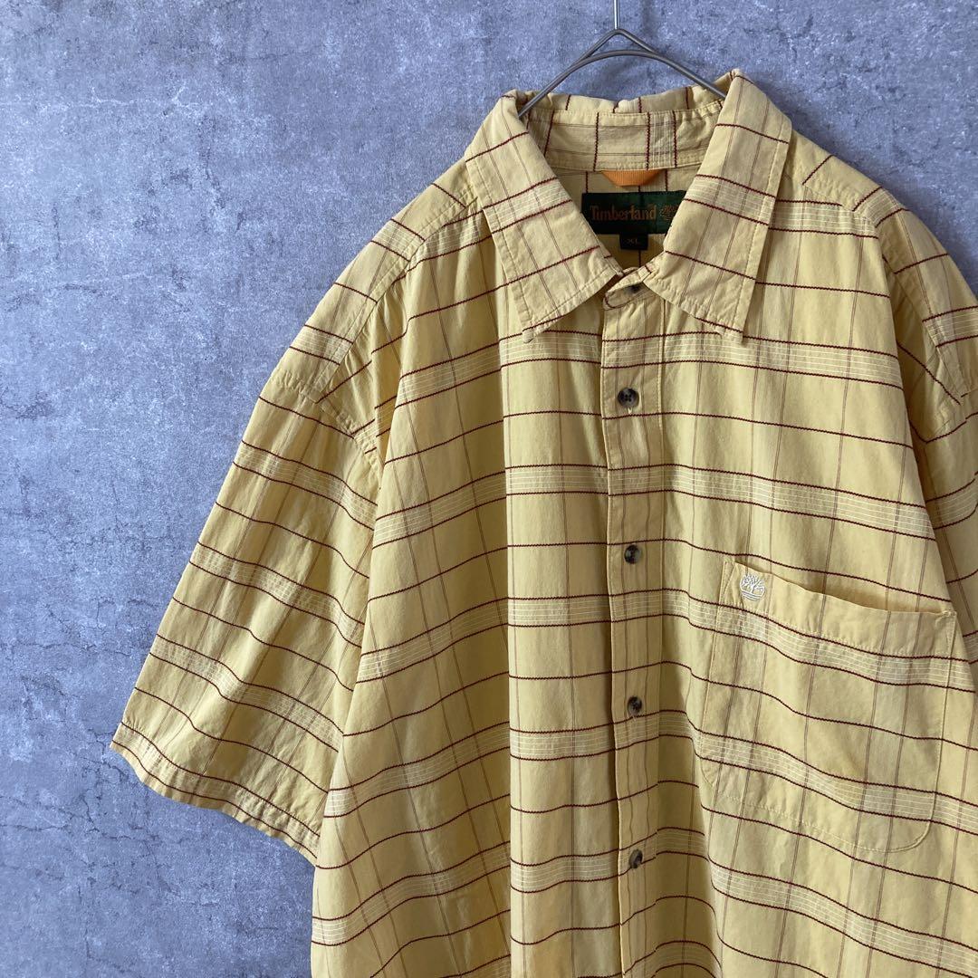 90s Timberland ゆるだぼ チェックシャツ 半袖 メンズXL拍卖