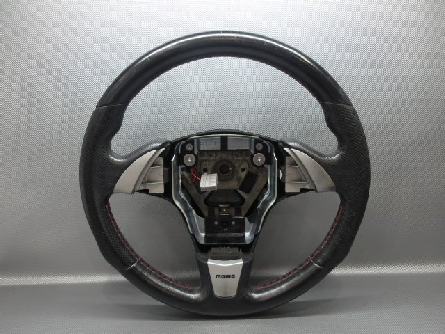 中古 日産 キューブキュービック BGZ11 純正オプション MOMO モモ ステアリング ハンドル 赤ステッチ (棚5282-D304)拍卖