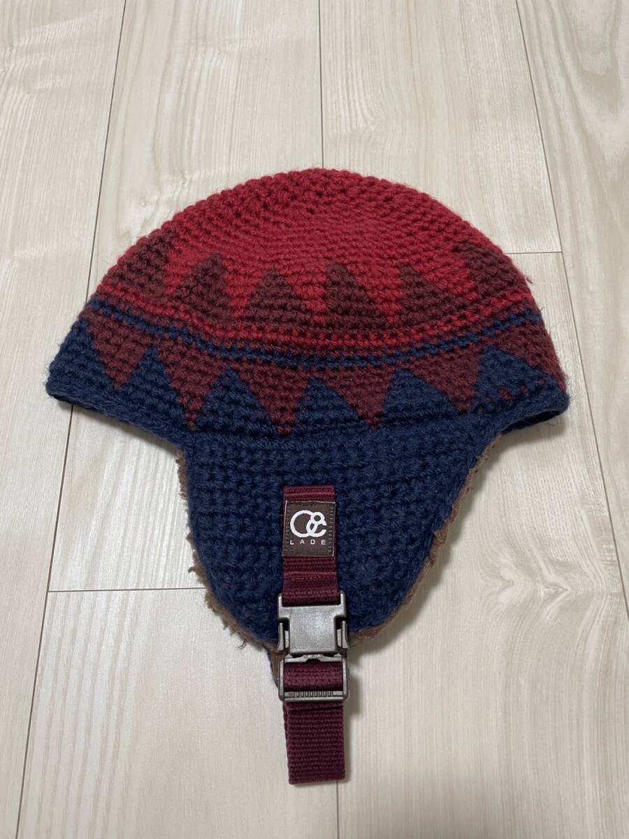 中古美品 LADE レイド 耳当て 付き ニット帽 ビーニー Lサイズ / 59cm (# MOSS GENTEMSTICK POWDER ゲンテン モス スノーボード )拍卖