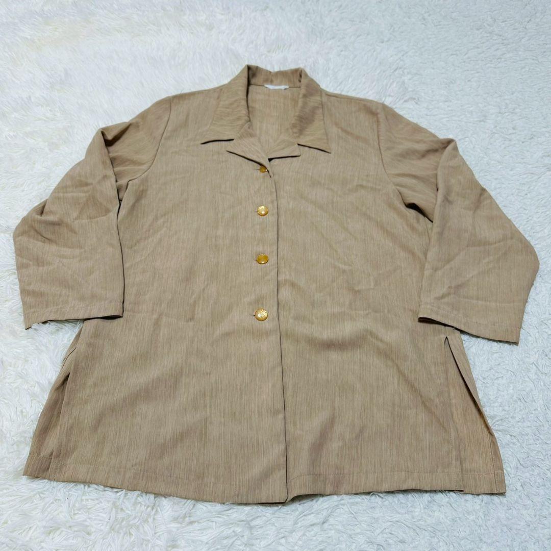 【シャツジャケット】/ベージュ/ボタン付/羽織り/トップス/薄手拍卖