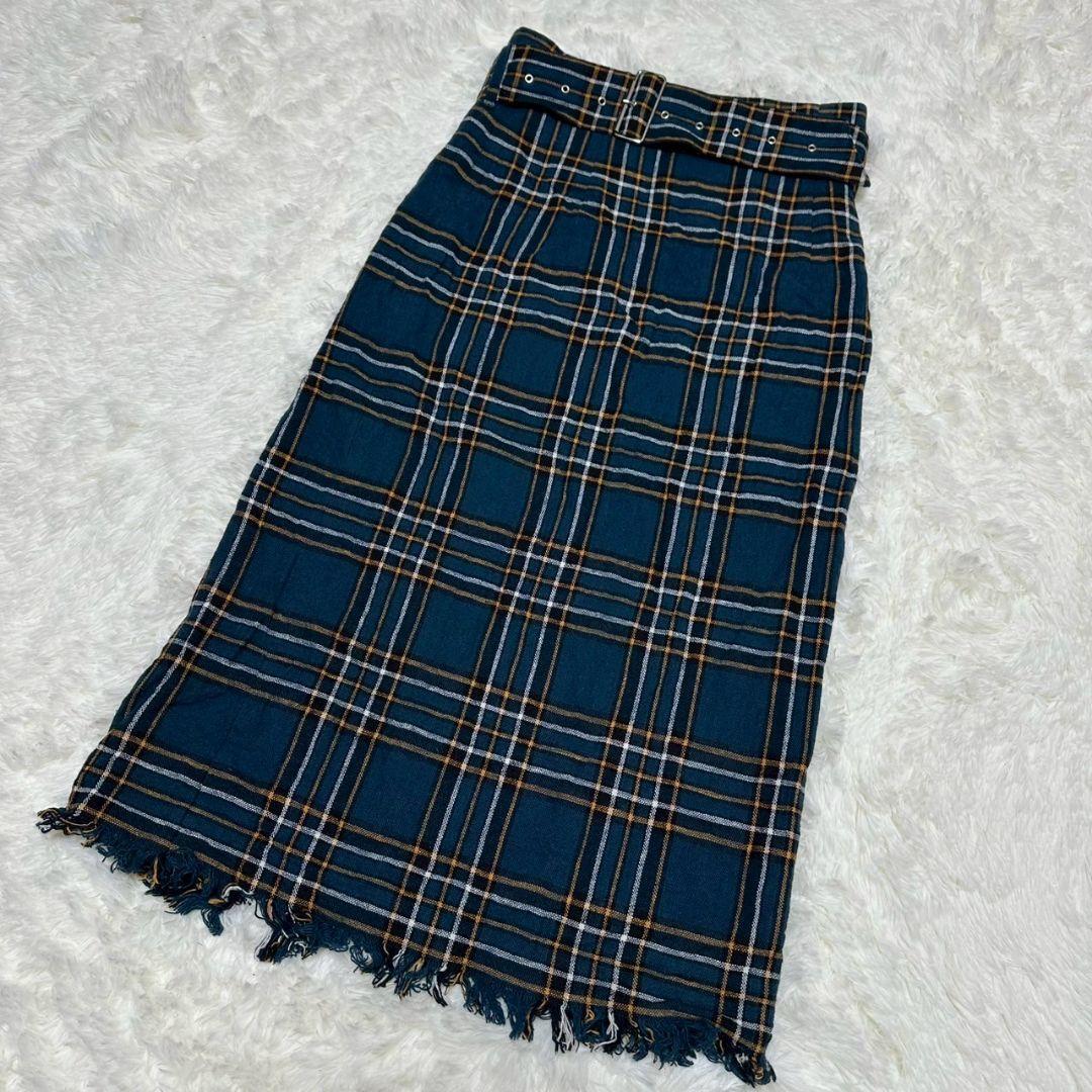 【ミラオーウェン】/スカート/チェック/フリンジ/Mila Owen/柄拍卖