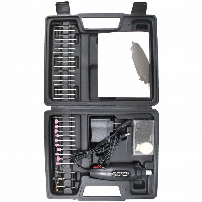 電動 ホビー ルーター 高速12000回転 60点セット 小型 マルチ グラインダー ハンド リューター ケース付 研磨 彫刻 バリ取り 拍卖