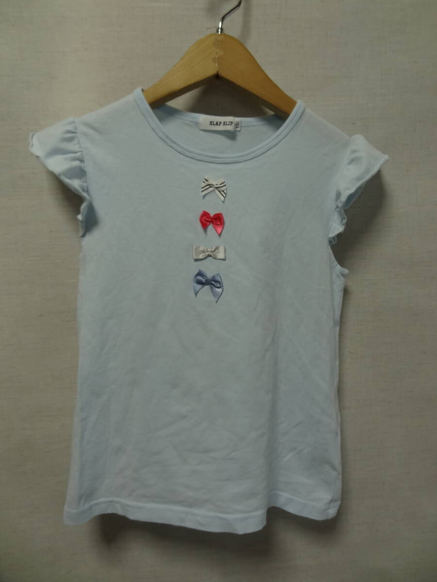 全国送料無料 スラップスリップ SLAP SLIPS べべ製 子供服キッズ女の子 フリル袖 半袖Tシャツ 130拍卖