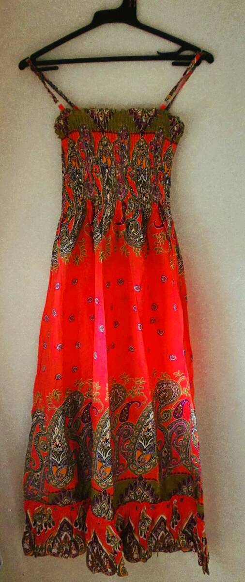 マキシ丈ティアードフリルAラインフレアーキャミソールワンピースリゾートドレスエスニックロングアジアンAMINAアミナチャイハネマライカ拍卖