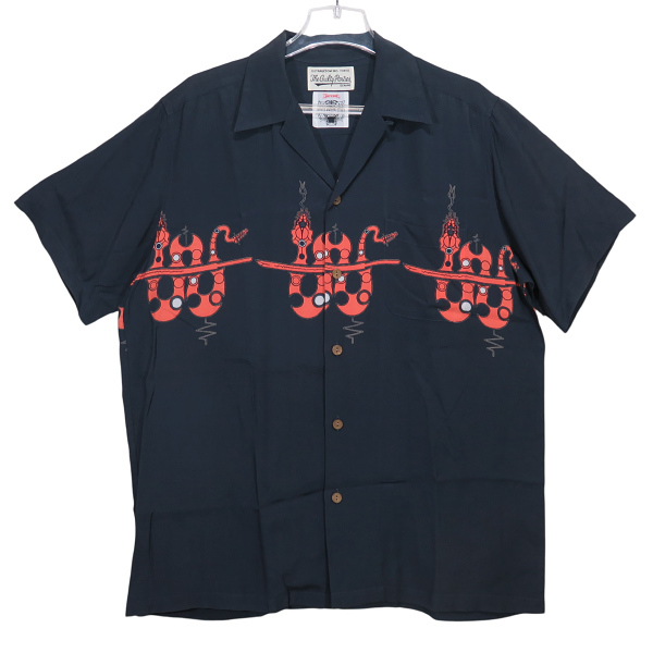 WACKO MARIA ワコマリア x WOLF'S HEAD ウルフズヘッド S/S HAWAIIAN SHIRT ハワイアン シャツ ブラック アロハシャツ スネーク 半袖 Augz拍卖