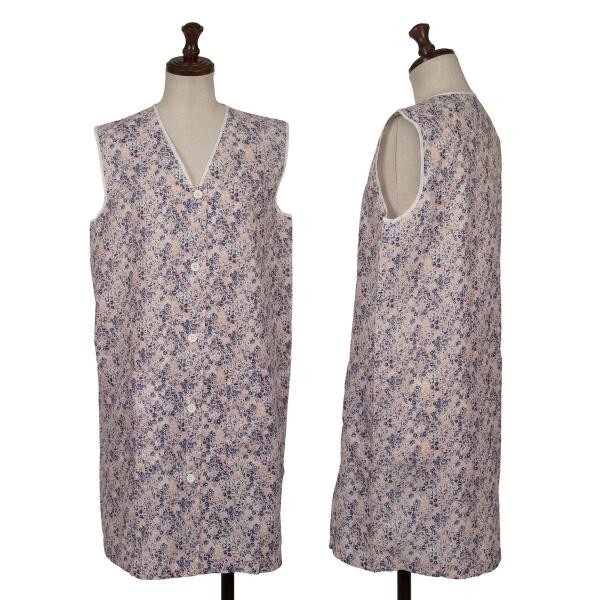 アーペーセーA.P.C. フローラルプリントナイロンノースリーブチュニック ピンク紺他S拍卖