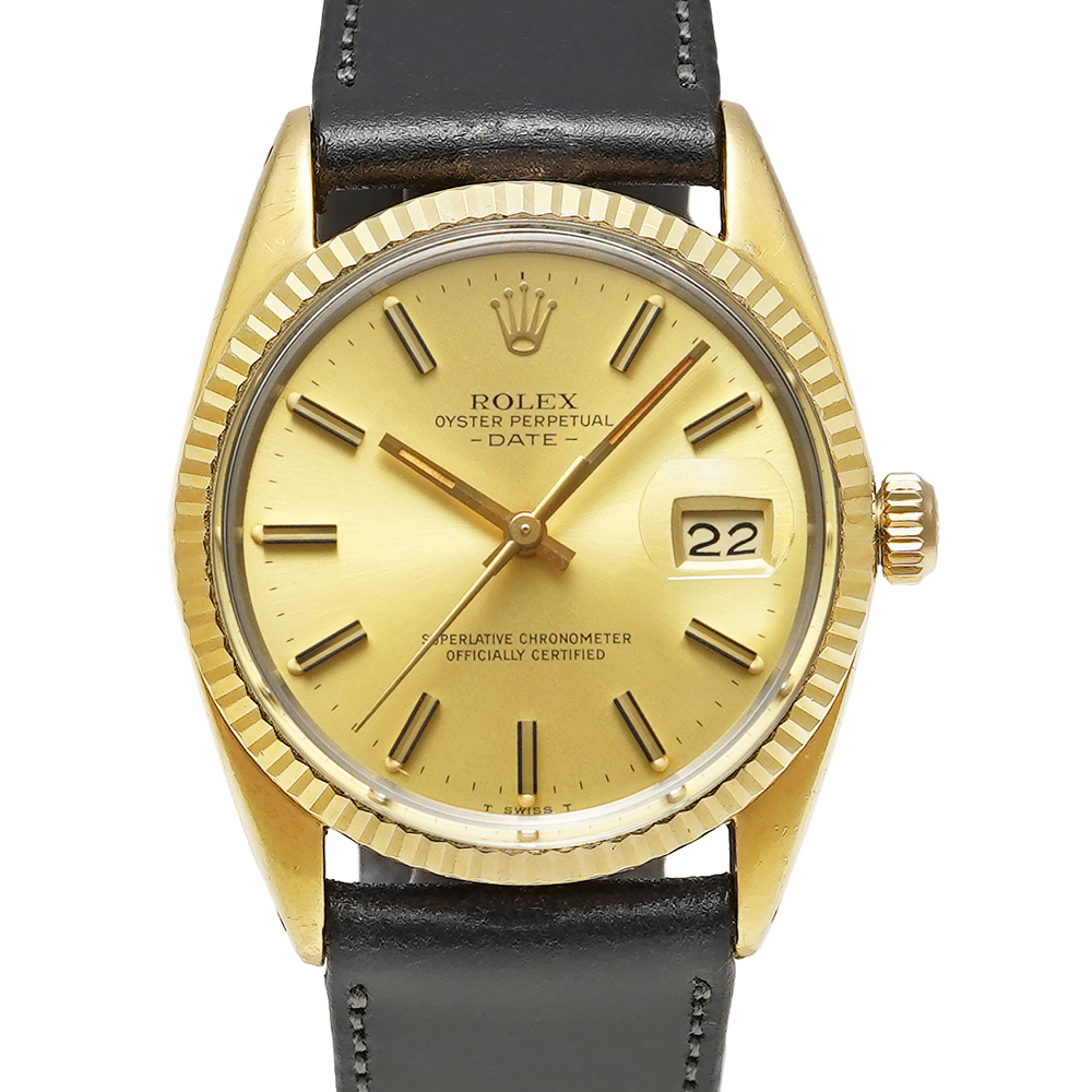 1984年前後 ROLEX オイスターパーペチュアル デイト Ref.15505 GP シャンパン アンティーク品 メンズ 腕時計拍卖