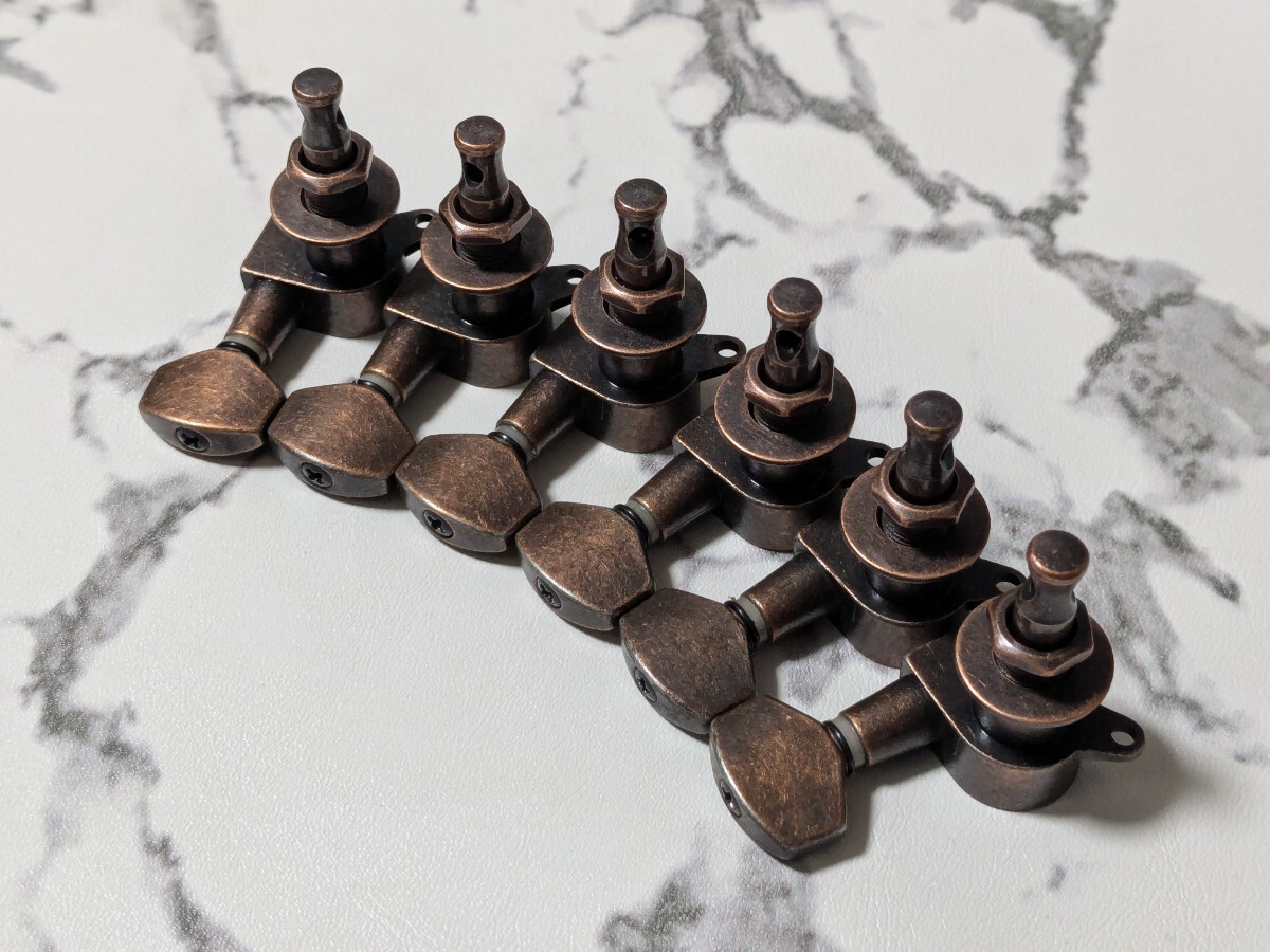 ギター用 ペグ 片側6連 未使用品 アンティークブラウン拍卖