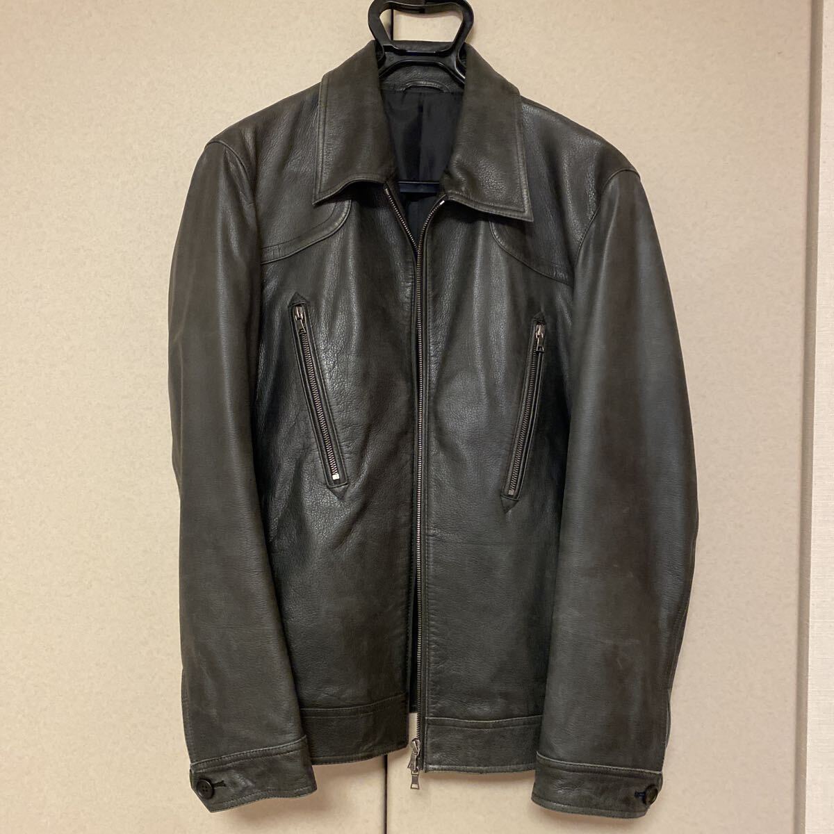 Paul Smith ポールスミス カウレザー 牛革 本革 リアルレザー レザージャケット 革ジャン サイズL2 ブラック拍卖